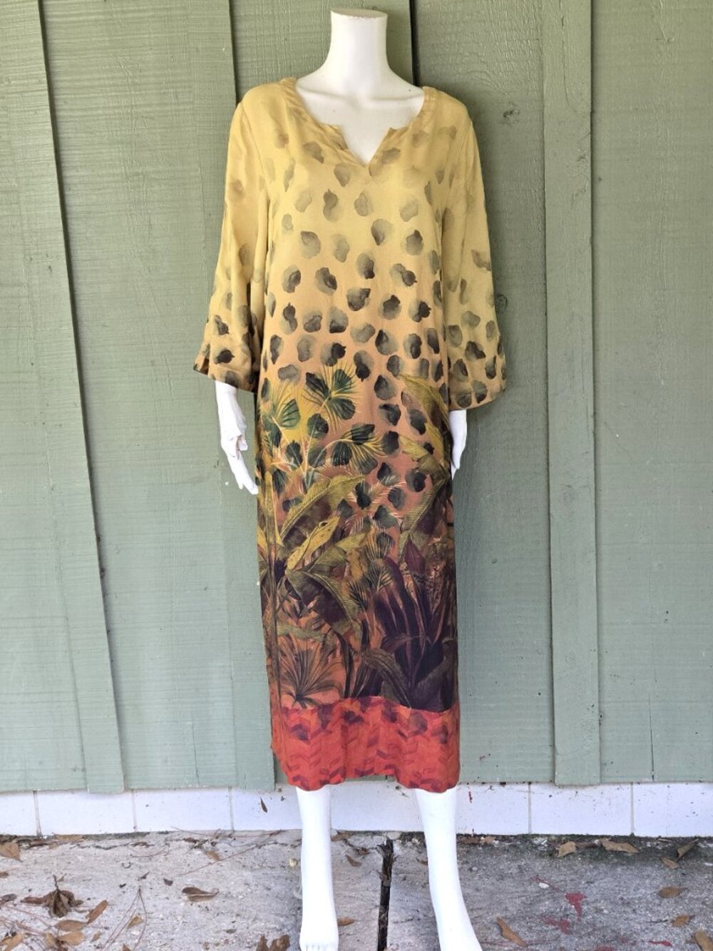 SOFT SURROUNDINGS Midi Left Print Kaftan Dress Large